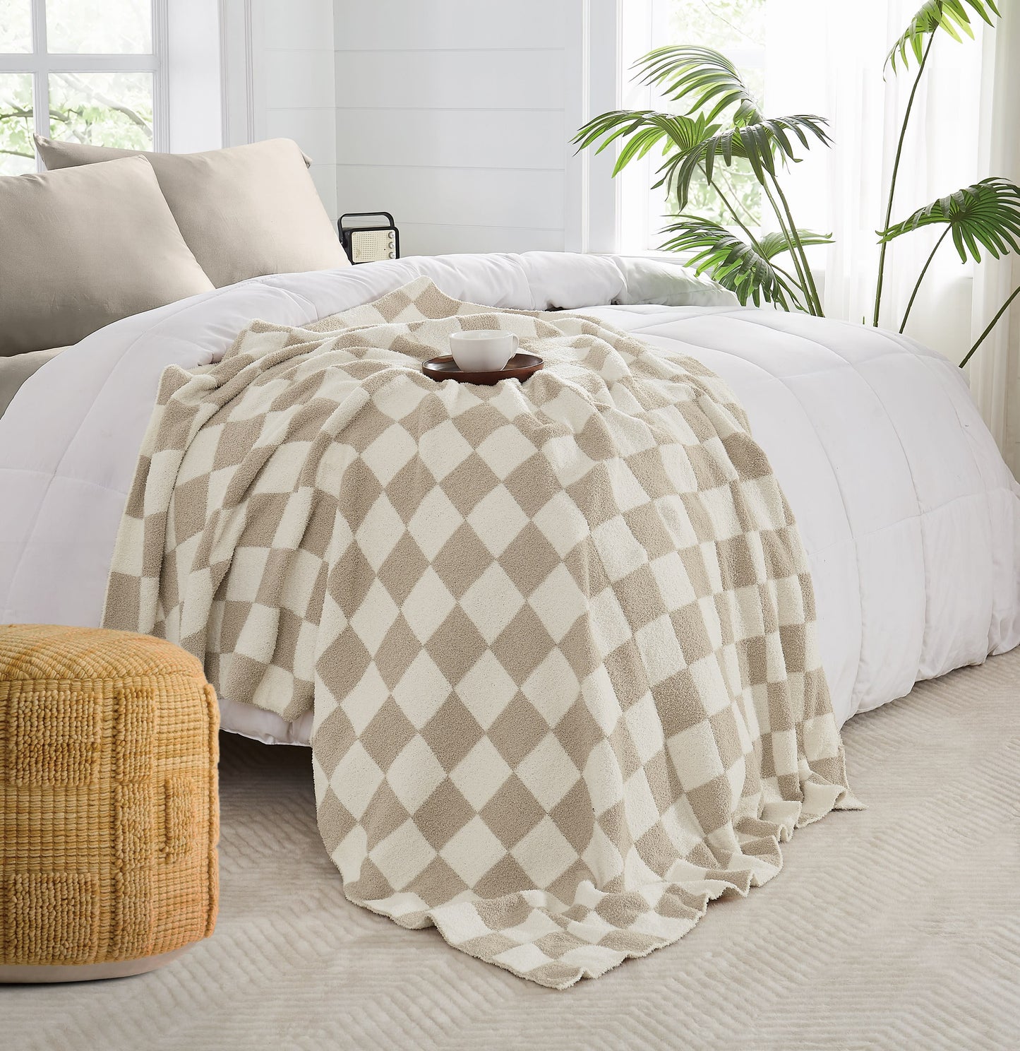 Truly Soft Cozy Checkerboard Reversible Throw