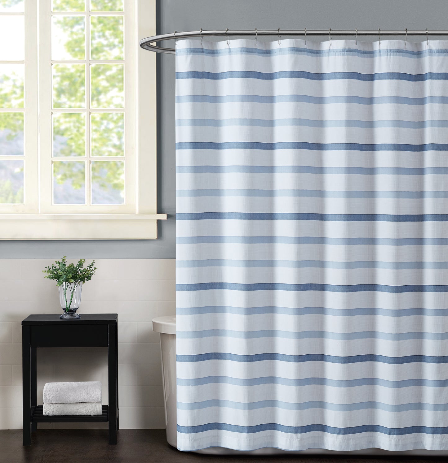 Truly Soft Waffle Stripe 72" Square Shower Curtain