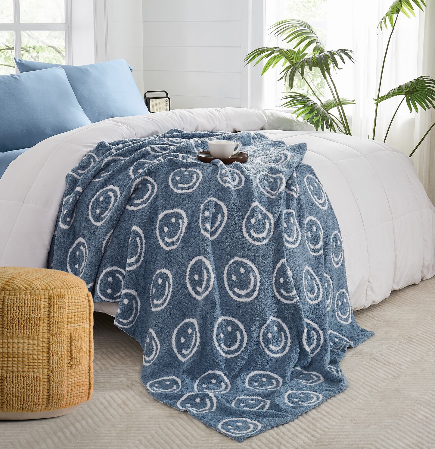Truly Soft Cozy Smiley Reversible Throw