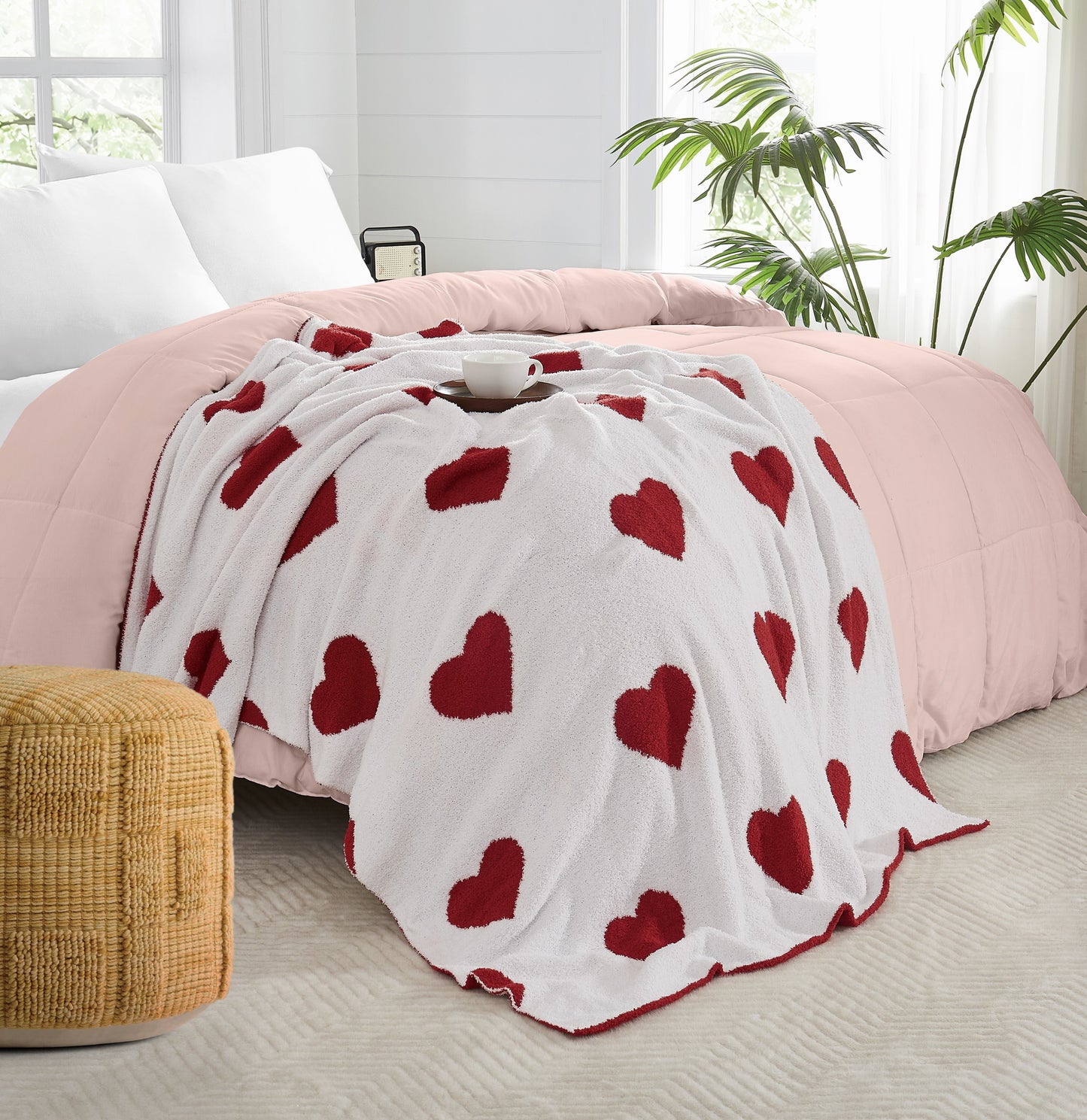 Truly Soft Cozy Hearts Reversible Throw