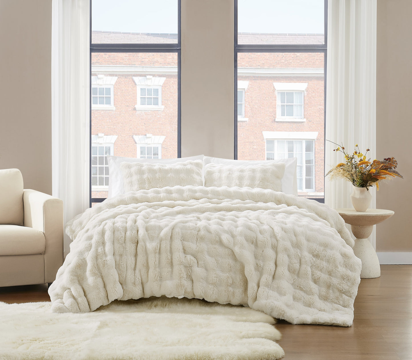 Brooklyn Loom Bubble Faux Fur Comforter Set