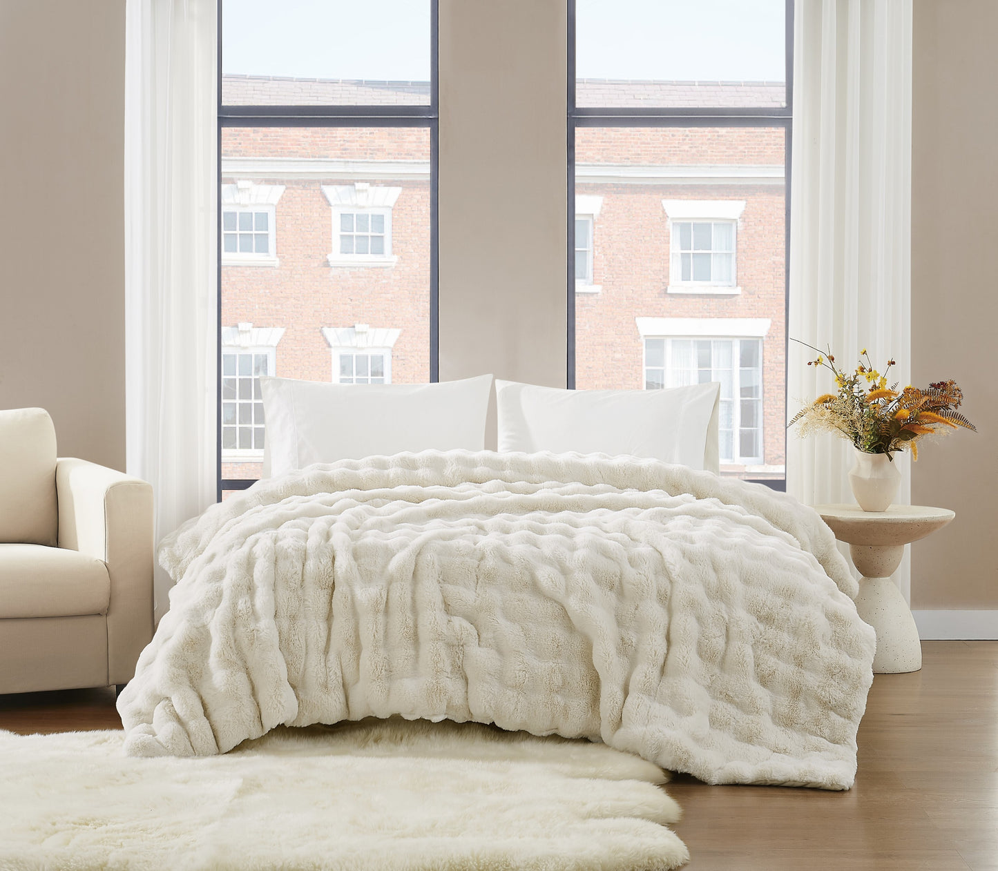 Brooklyn Loom Bubble Faux Fur Bed Blanket
