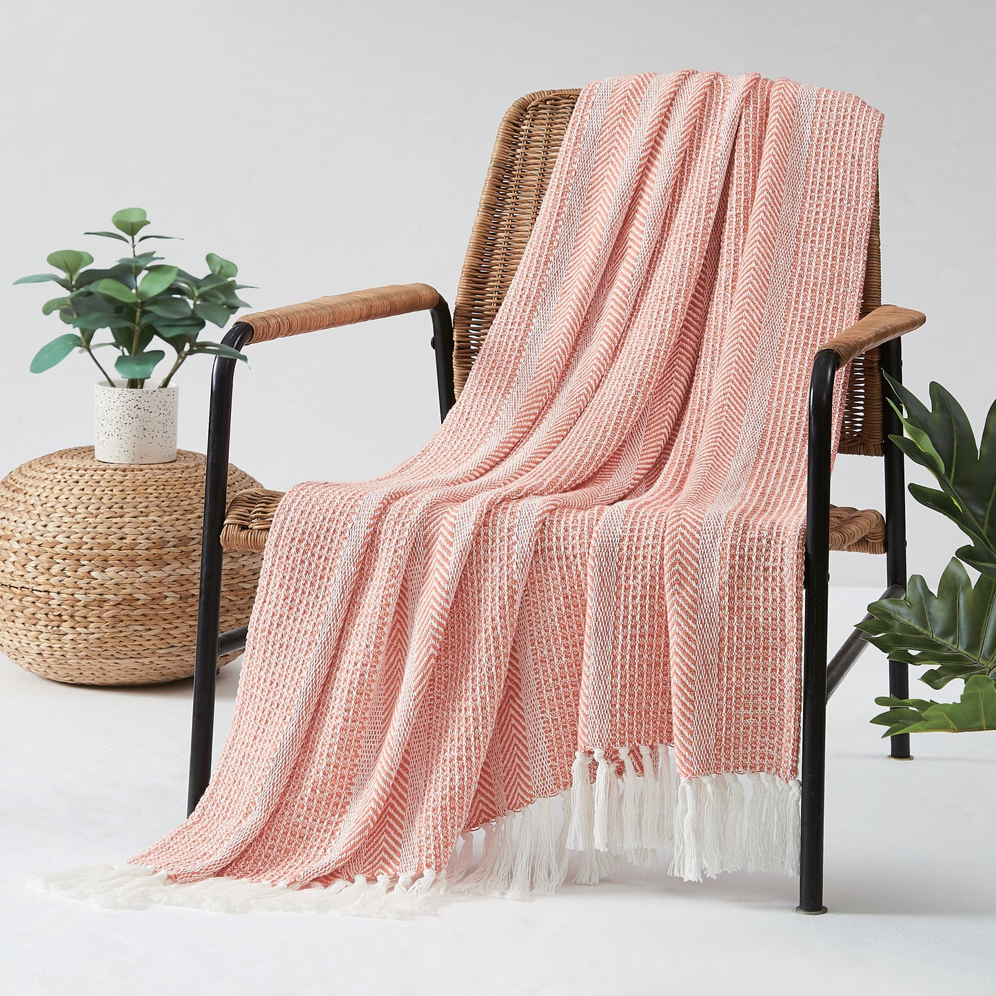Oceanfront Resort Textured Stripe Throw Blanket