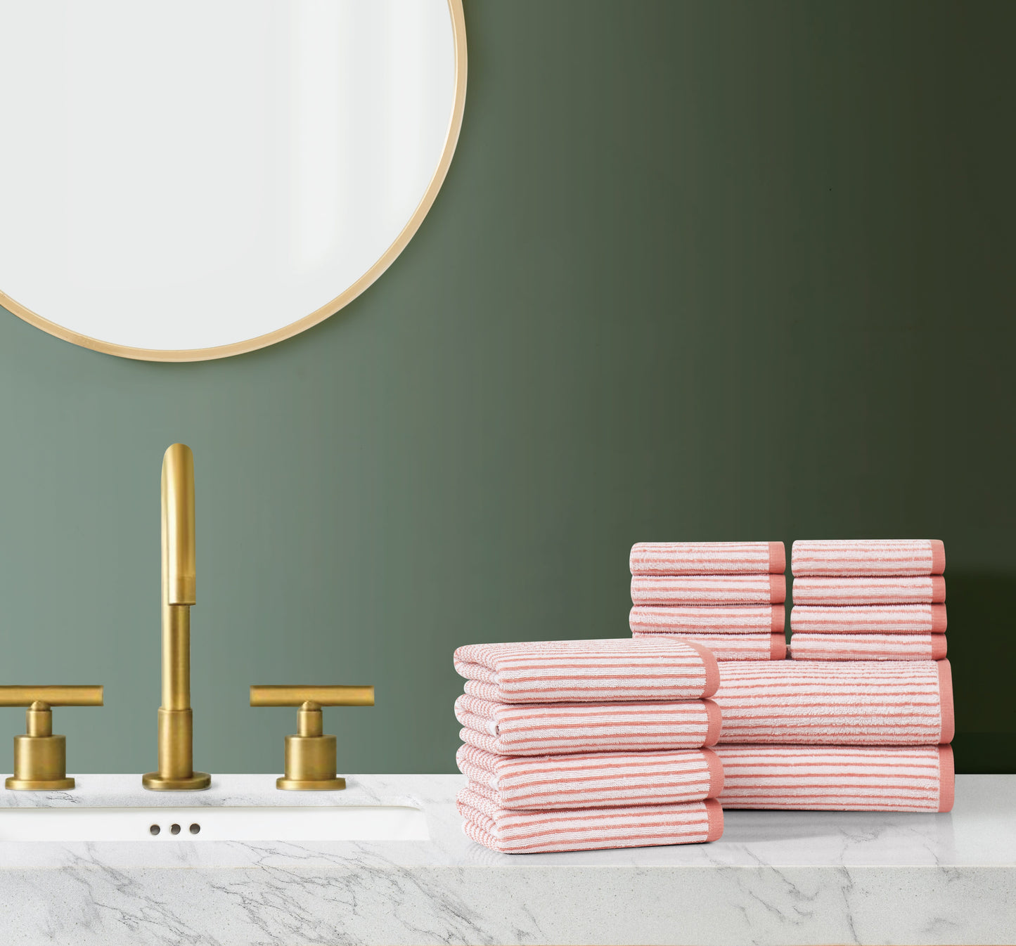 Brooklyn Loom Cotton Jacquard Stripe 14 Piece Towel Set