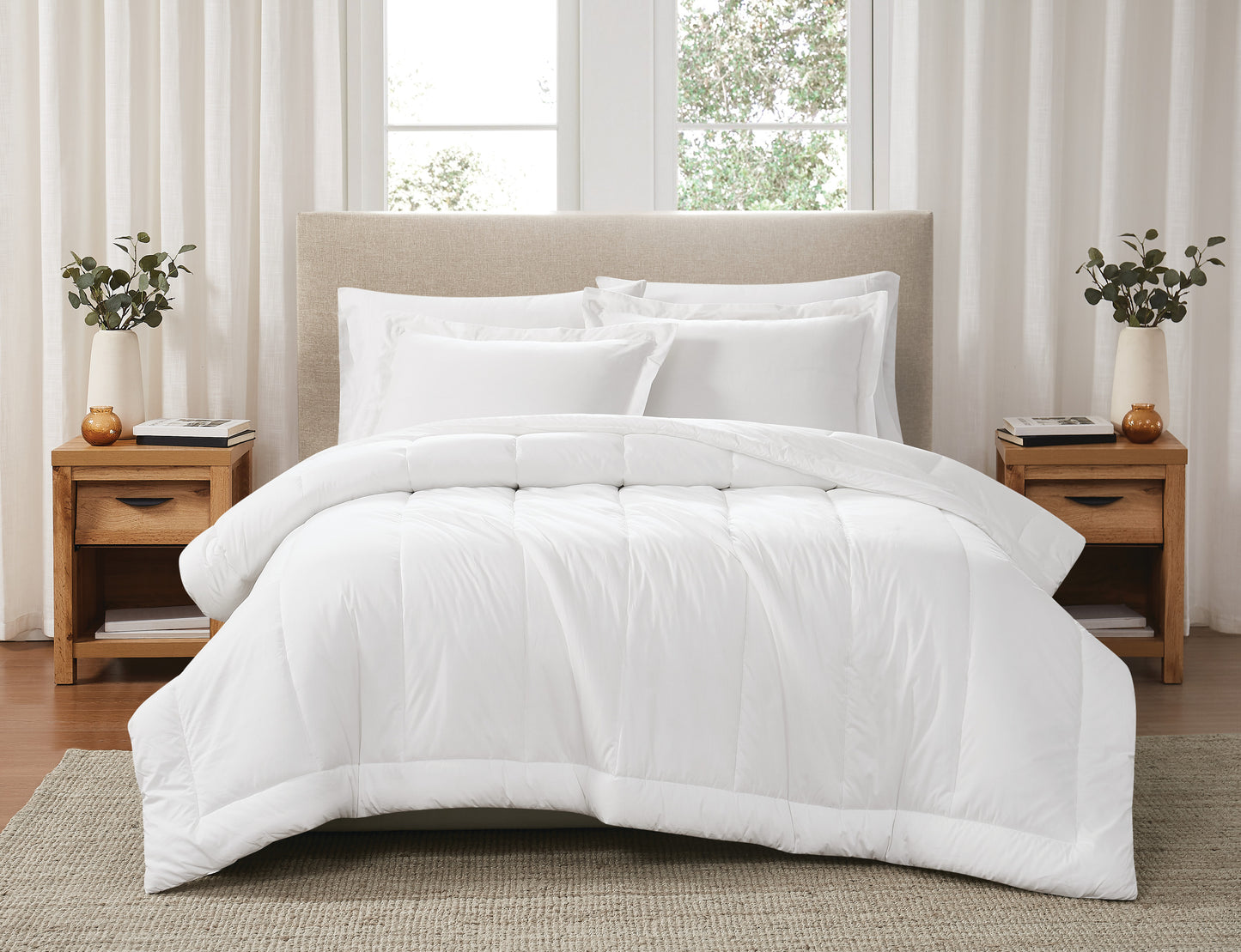 Brooklyn Loom 200 Thread Count Solid 100% Cotton Percale Comforter Set