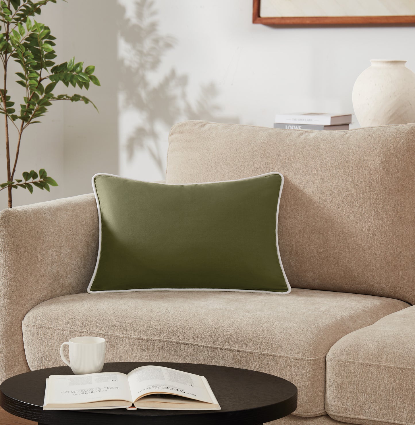 Brooklyn Loom Solid Contrast Piped Decorative Pillow