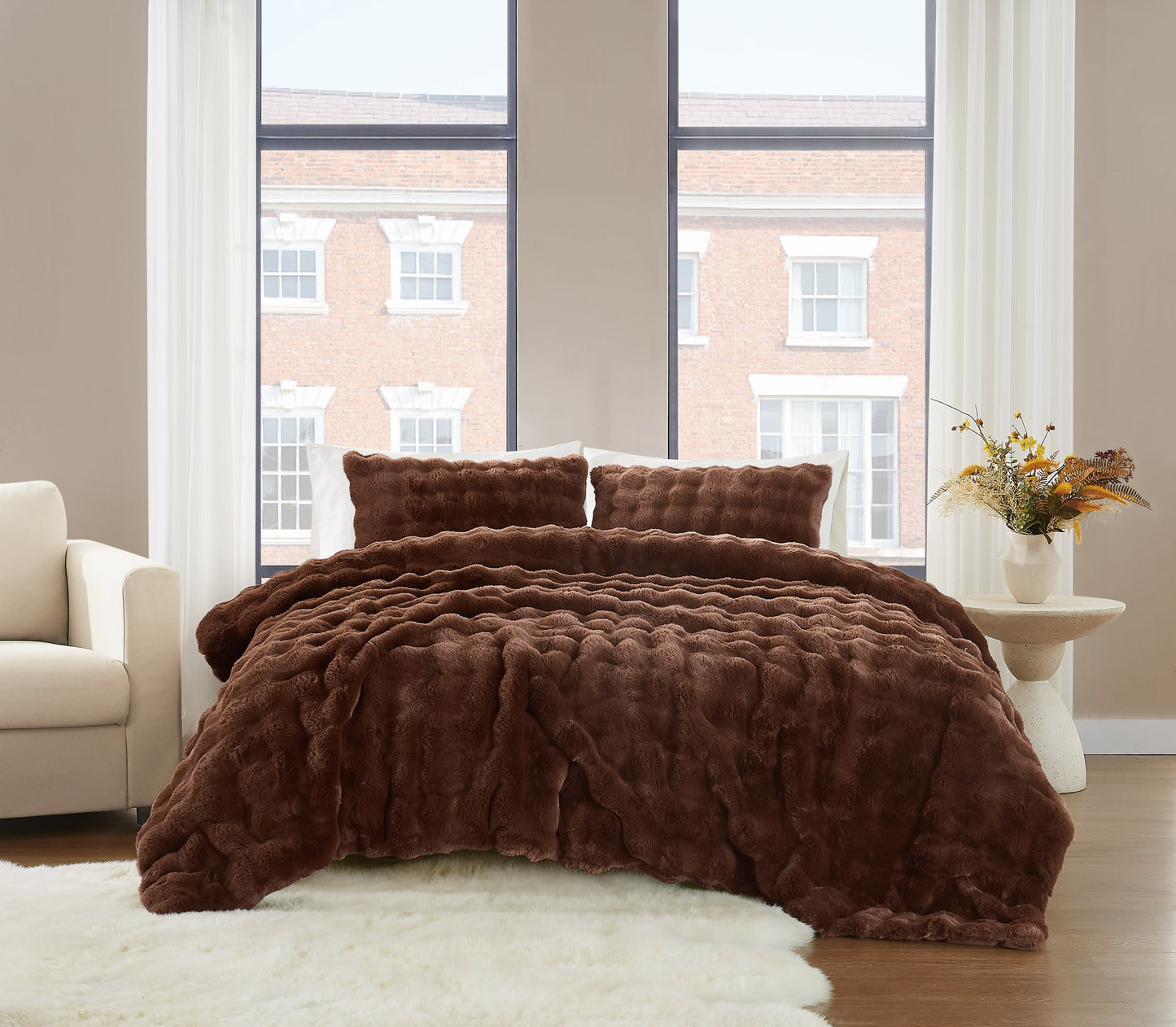 Brooklyn Loom Bubble Faux Fur Comforter Set