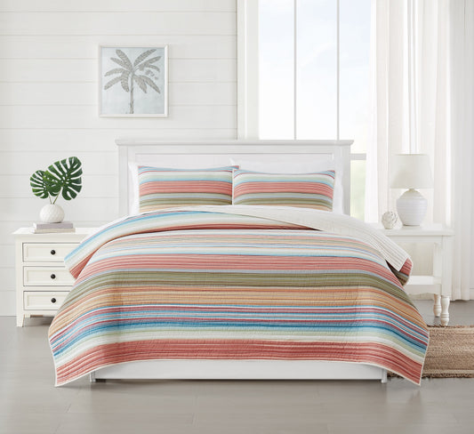 Oceanfront Resort Palm Beach Yarn Dye Stripe Quilt Set
