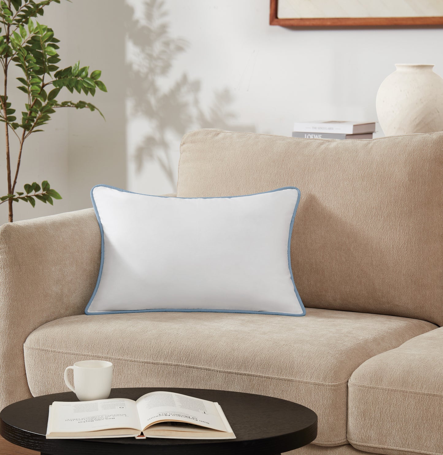 Brooklyn Loom Solid Contrast Piped Decorative Pillow