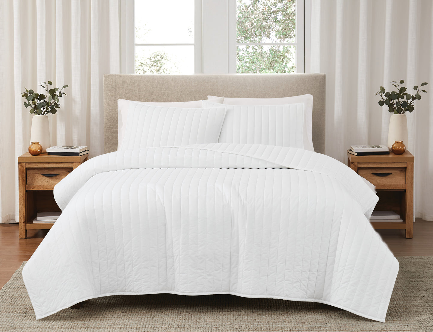 Brooklyn Loom 200 Thread Count Solid 100% Cotton Percale Quilt Set