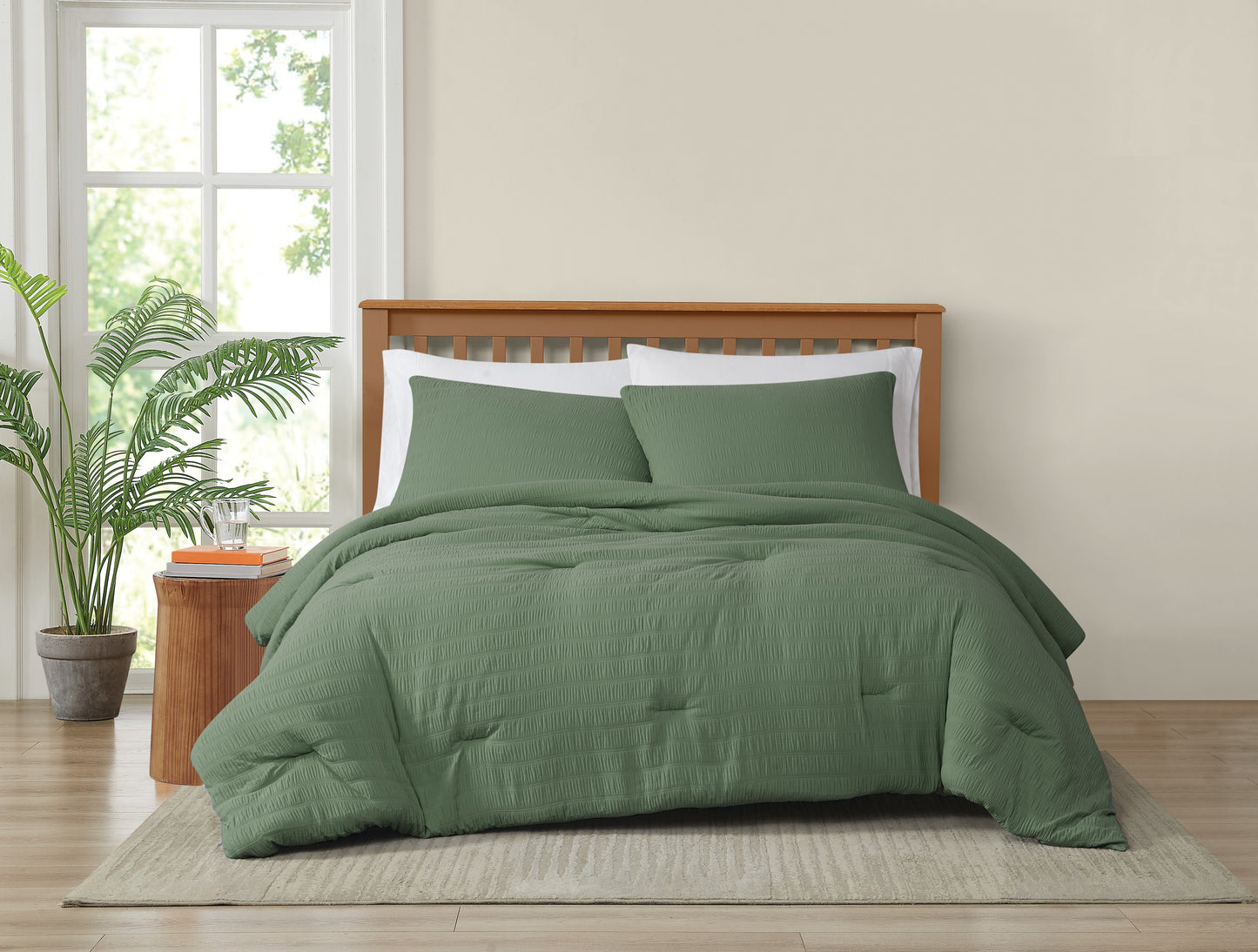 Truly Soft Crinkle Garment Wash Solid Comforter Set