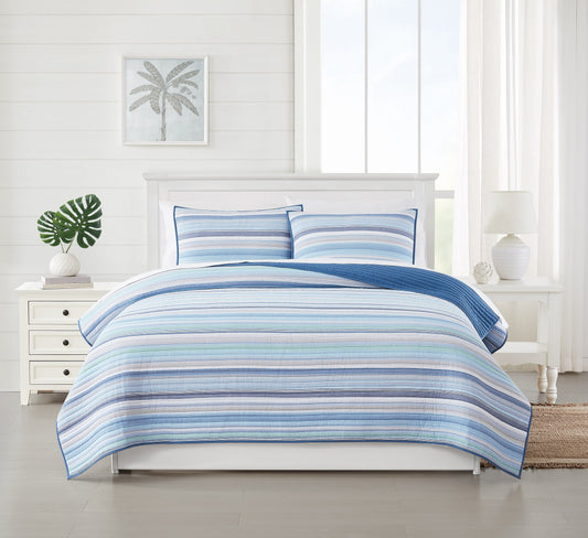 Oceanfront Resort Clearwater Yarn Dye Stripe Quilt Set