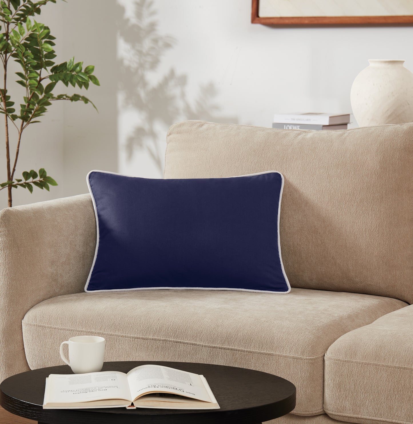 Brooklyn Loom Solid Contrast Piped Decorative Pillow