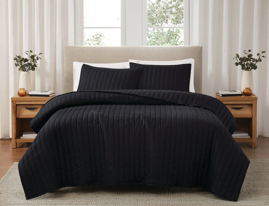 Brooklyn Loom 200 Thread Count Solid 100% Cotton Percale Quilt Set