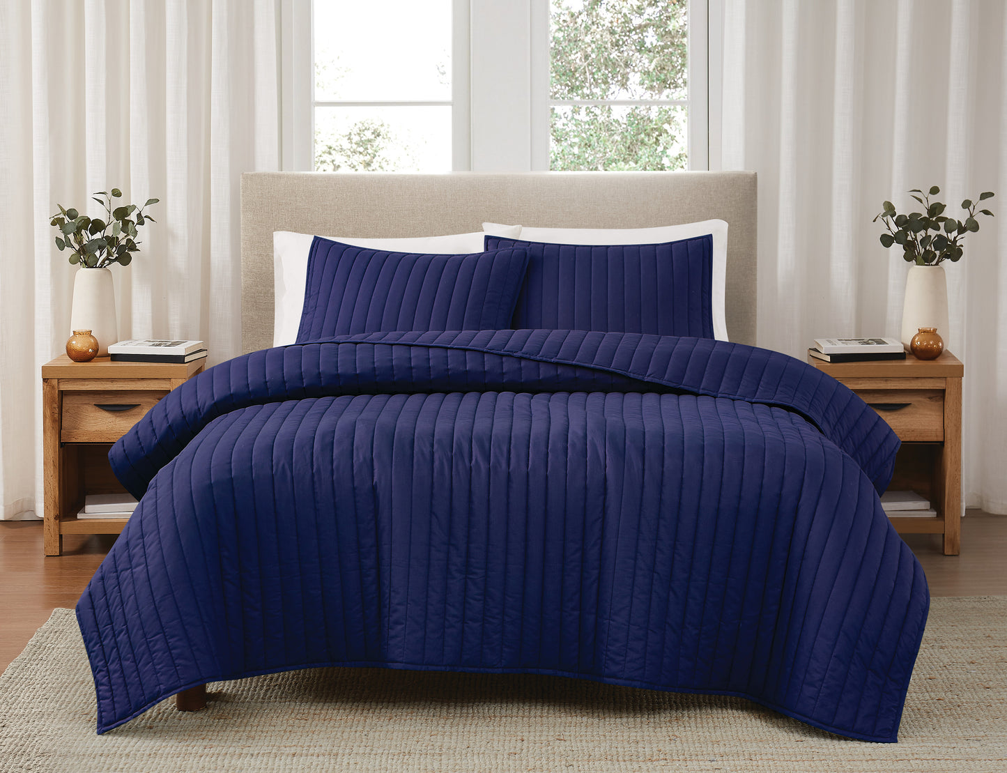 Brooklyn Loom 200 Thread Count Solid 100% Cotton Percale Quilt Set