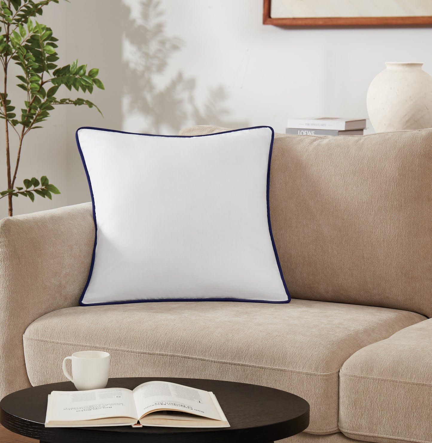 Brooklyn Loom Solid Contrast Piped Decorative Pillow