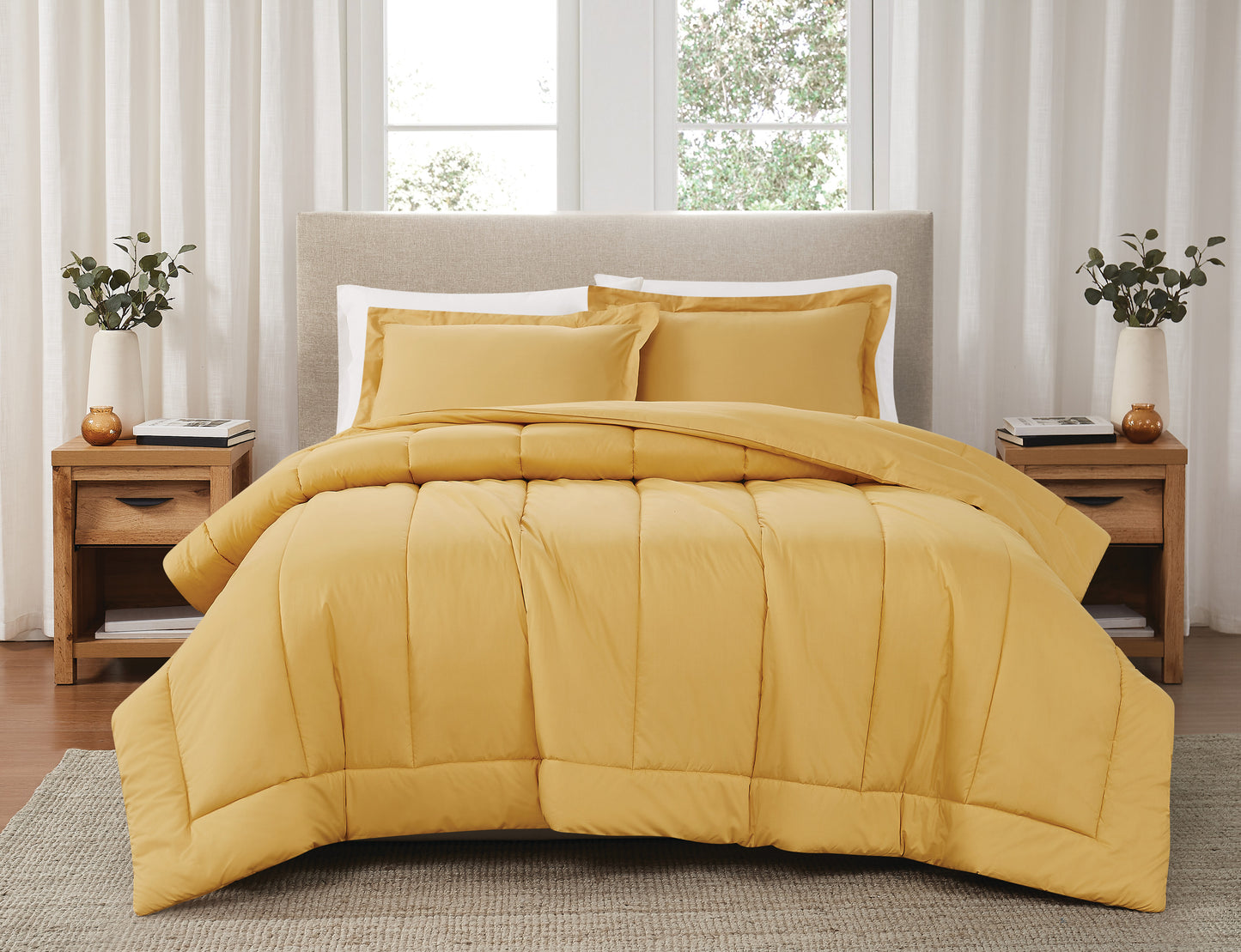 Brooklyn Loom 200 Thread Count Solid 100% Cotton Percale Comforter Set