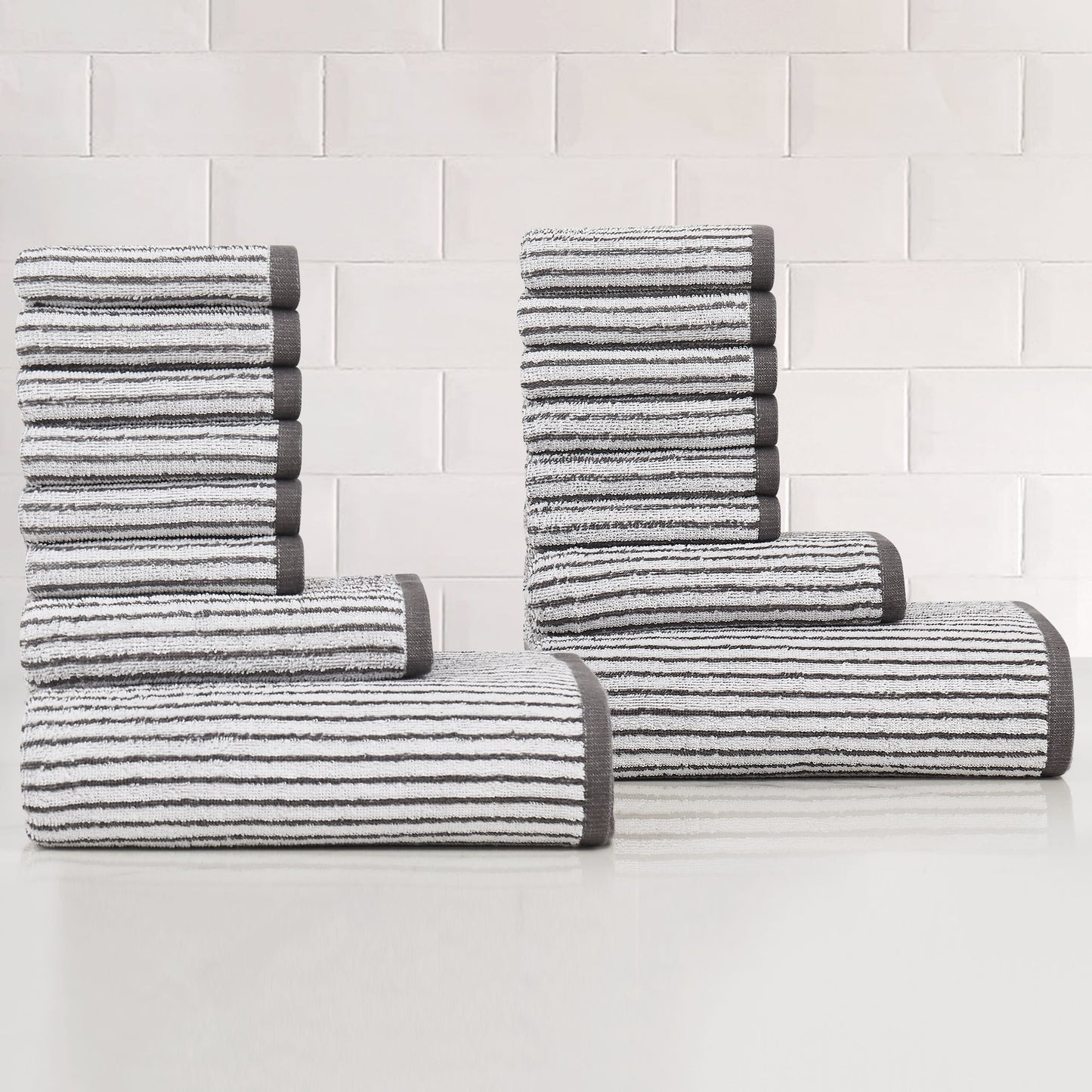 Truly Soft 16 Piece Yarn Dye Stripe Towel Set