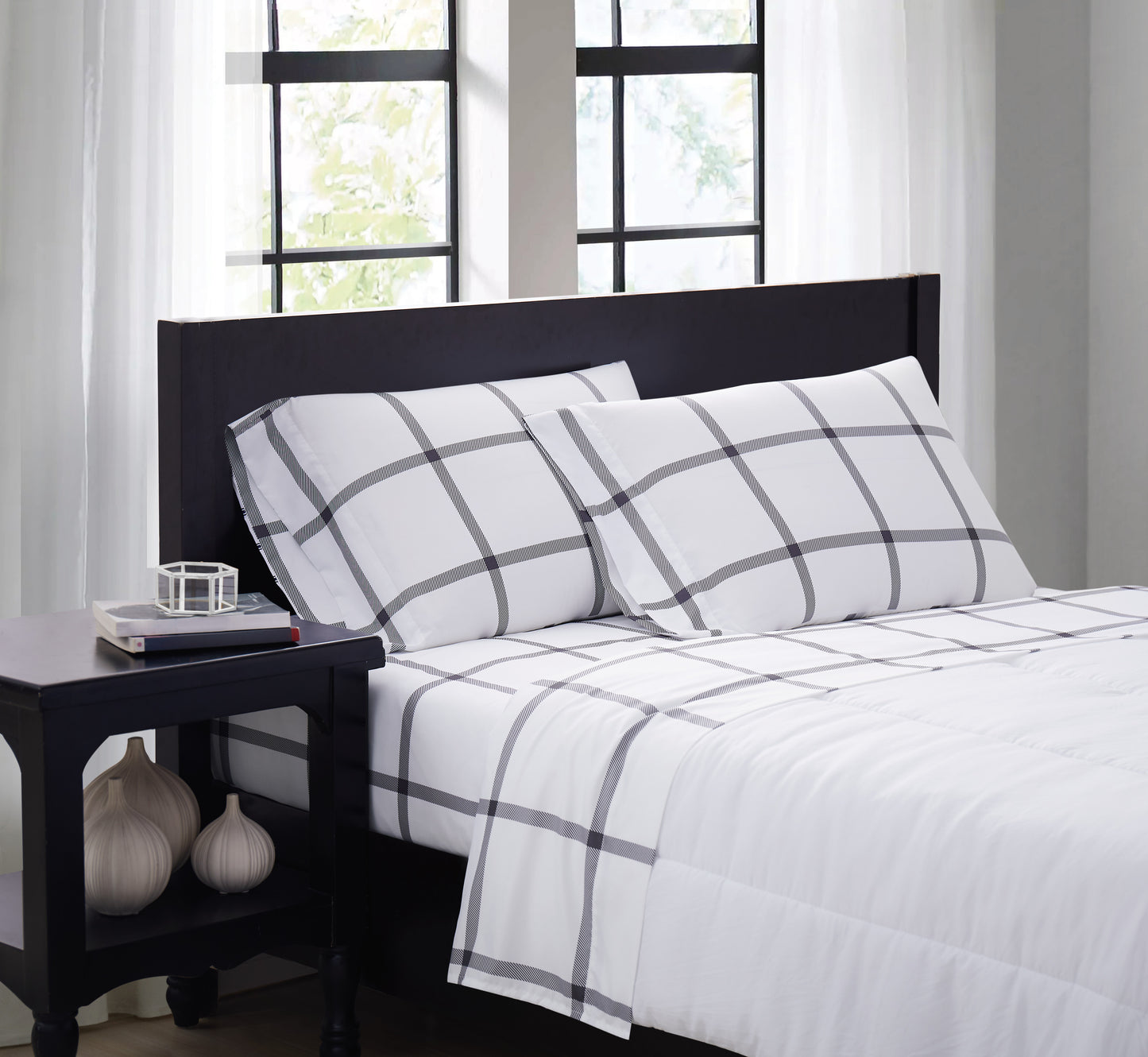 Truly Soft Printed Windowpane Sheet Set