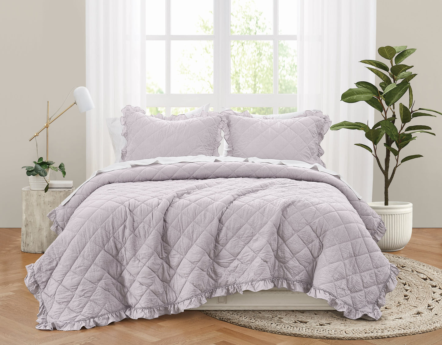 Truly Soft Crinkle Ruffle Quilt Set