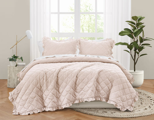 Truly Soft Crinkle Ruffle Quilt Set