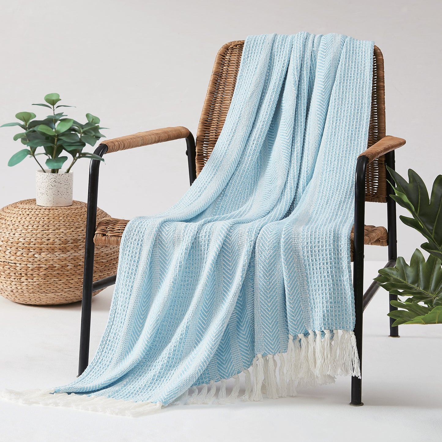 Oceanfront Resort Textured Stripe Throw Blanket