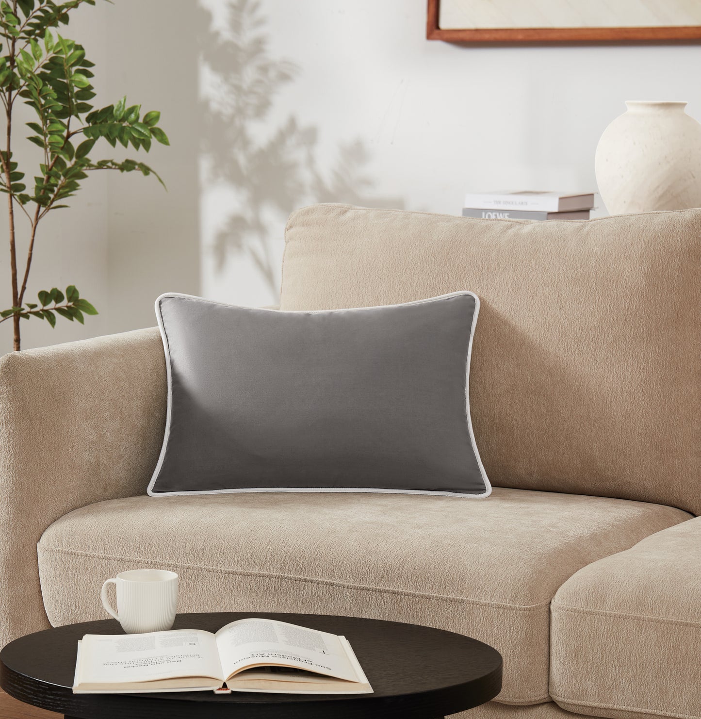 Brooklyn Loom Solid Contrast Piped Decorative Pillow