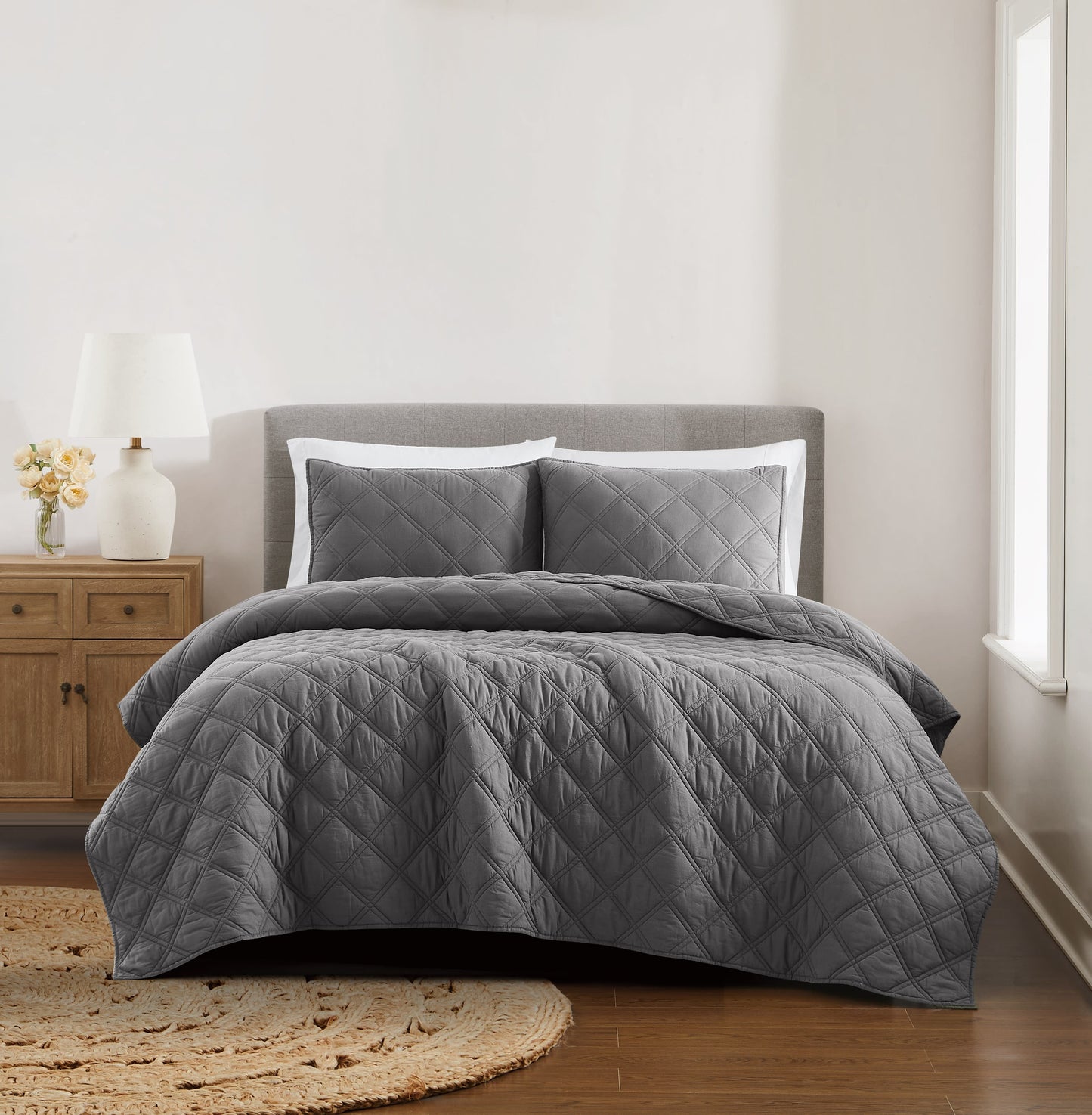 Brooklyn Loom Diamond Washed Cotton Quilt Set