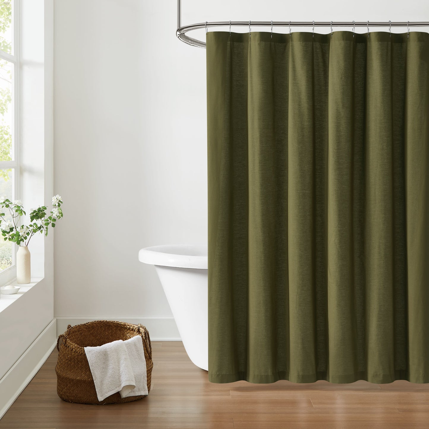 Brooklyn Loom 100% Cotton 200 Thread Count Percale Shower Curtain