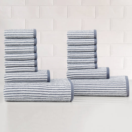 Truly Soft 16 Piece Yarn Dye Stripe Towel Set