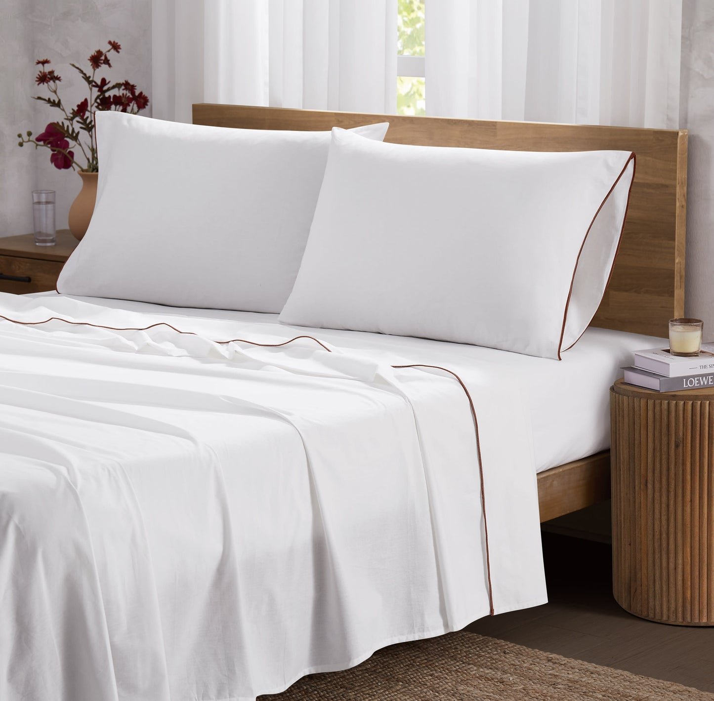 Brooklyn Loom Merrowed Edge 200 Thread Count Percale Sheet Set
