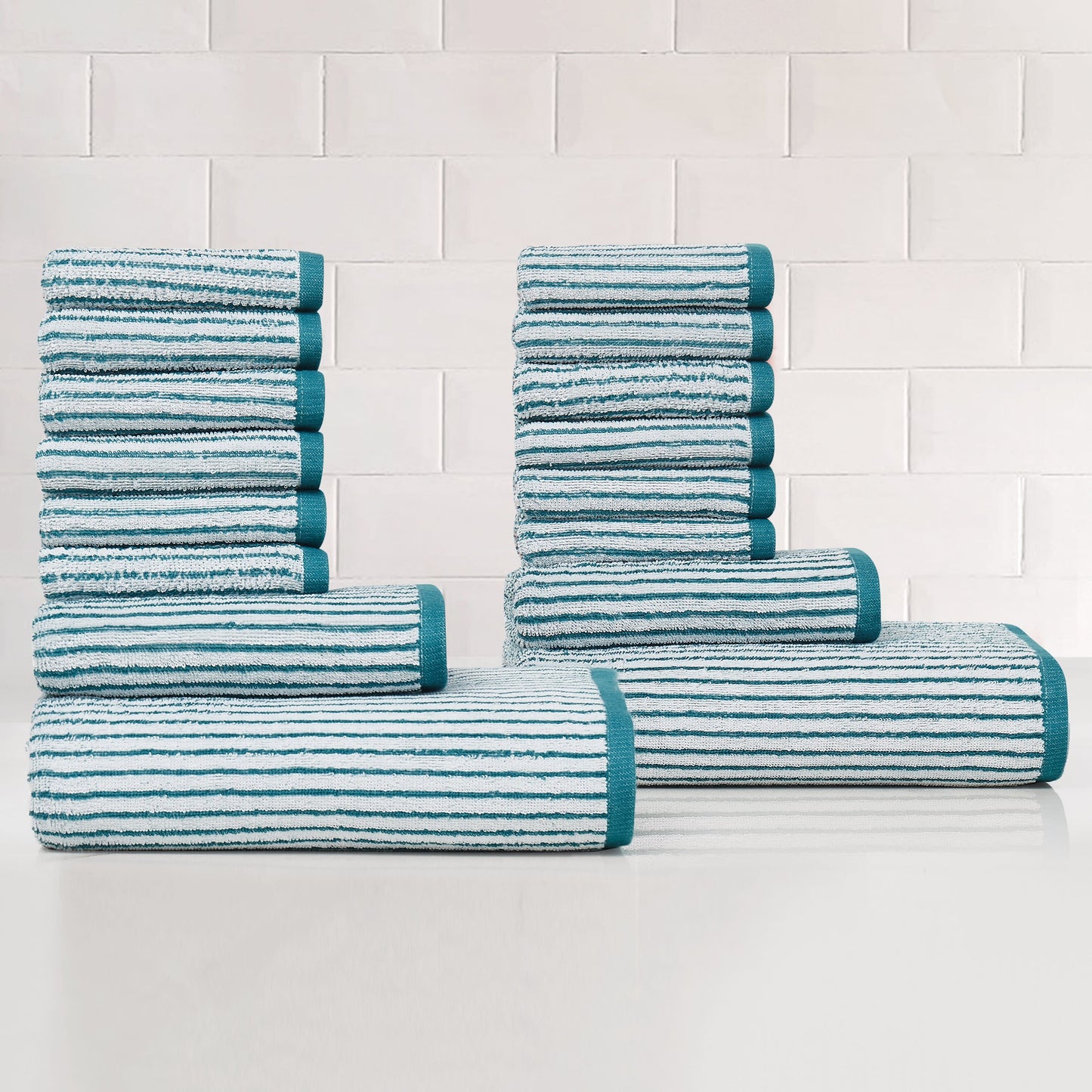 Truly Soft 16 Piece Yarn Dye Stripe Towel Set