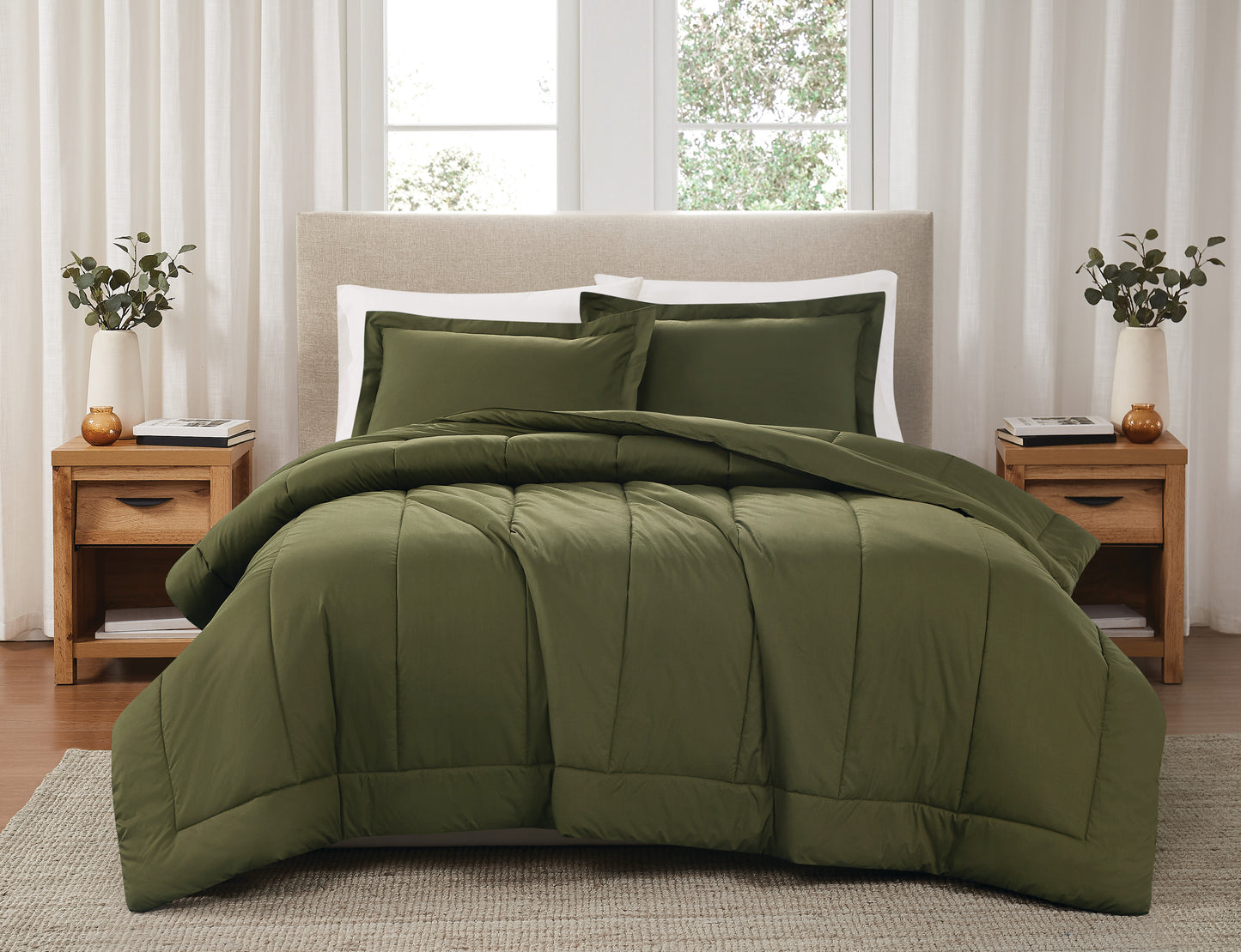 Brooklyn Loom 200 Thread Count Solid 100% Cotton Percale Comforter Set