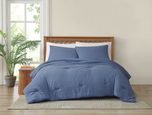 Truly Soft Crinkle Garment Wash Solid Comforter Set