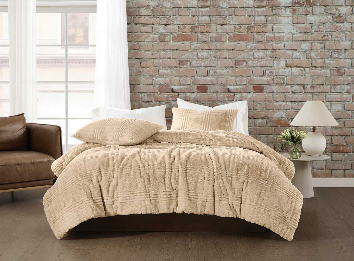 Brooklyn Loom Carved Faux Fur Comforter Set