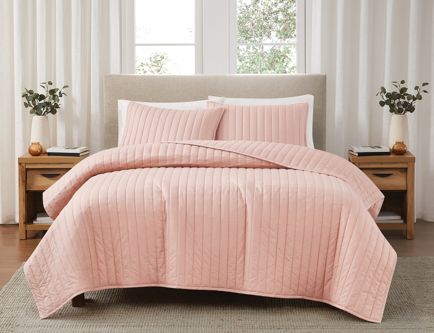 Brooklyn Loom 200 Thread Count Solid 100% Cotton Percale Quilt Set