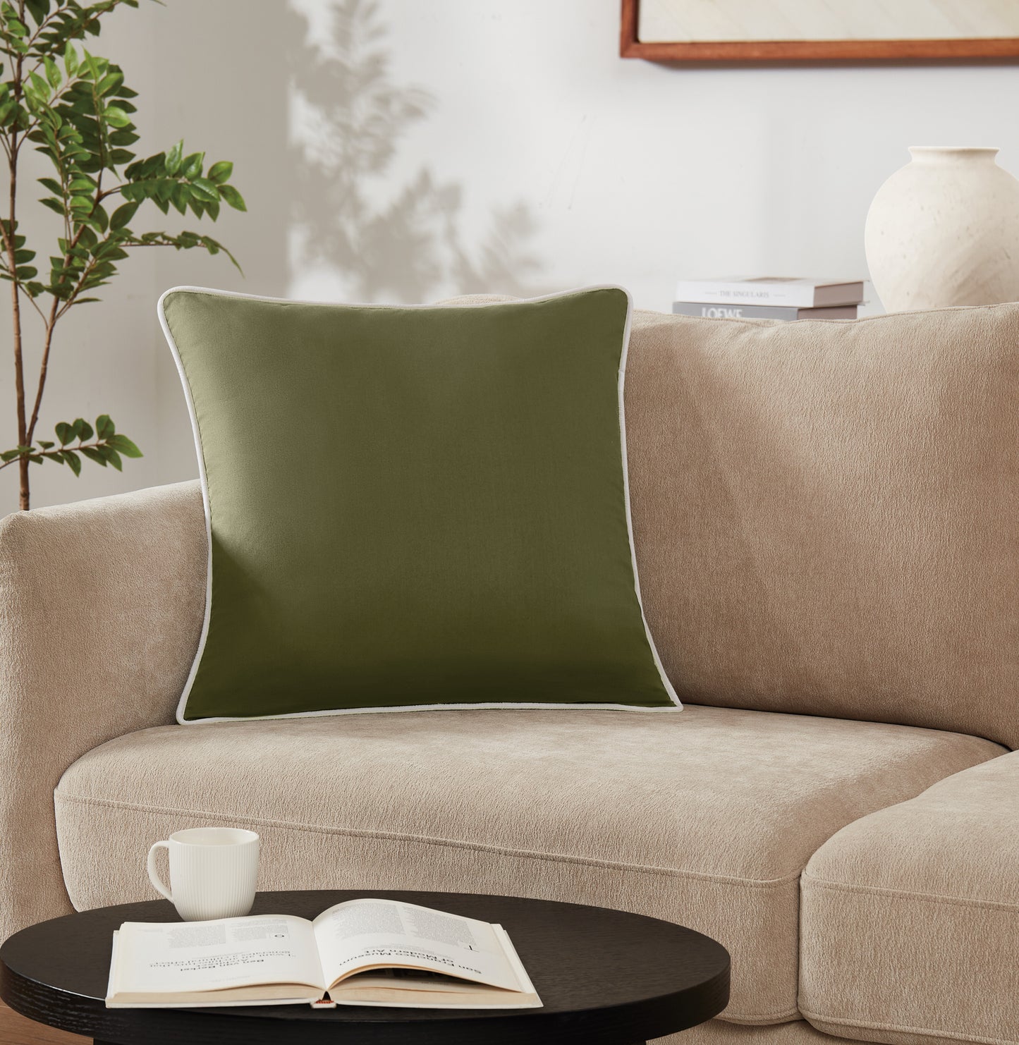 Brooklyn Loom Solid Contrast Piped Decorative Pillow