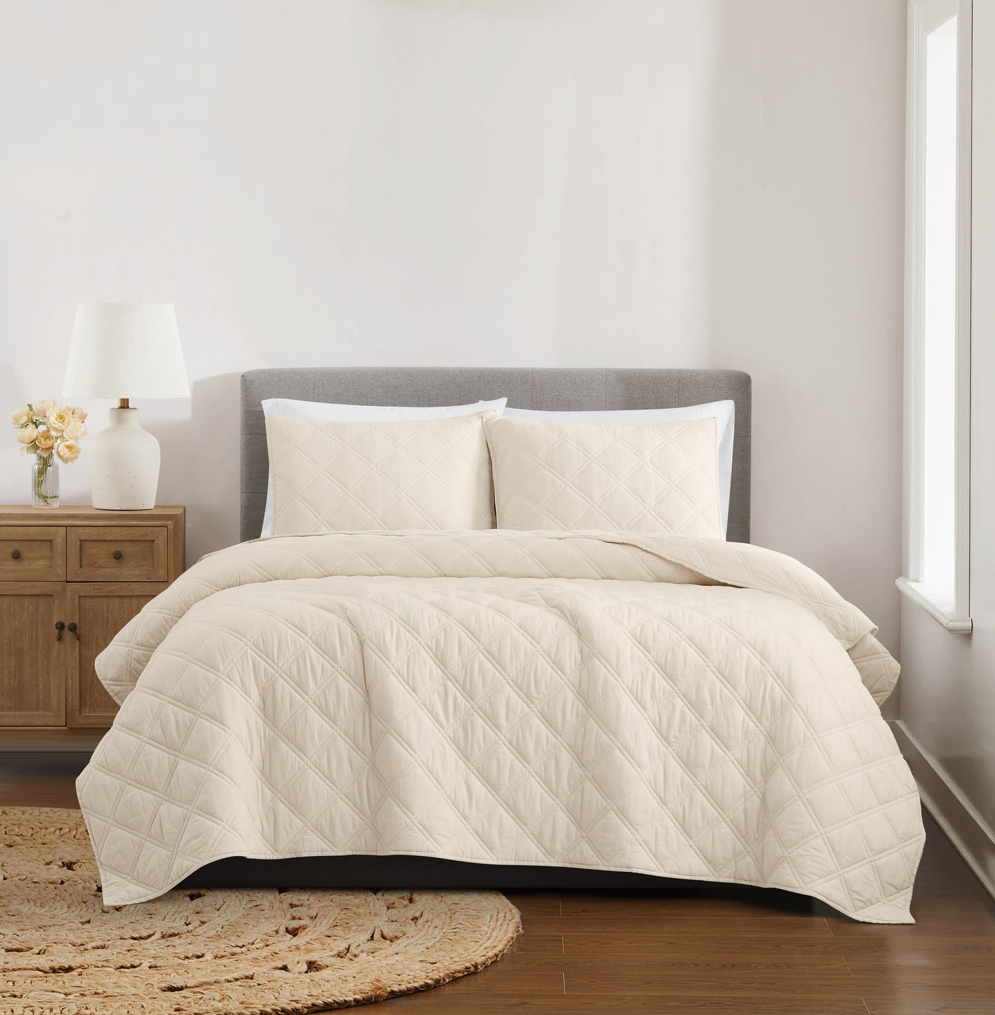 Brooklyn Loom Diamond Washed Cotton Quilt Set