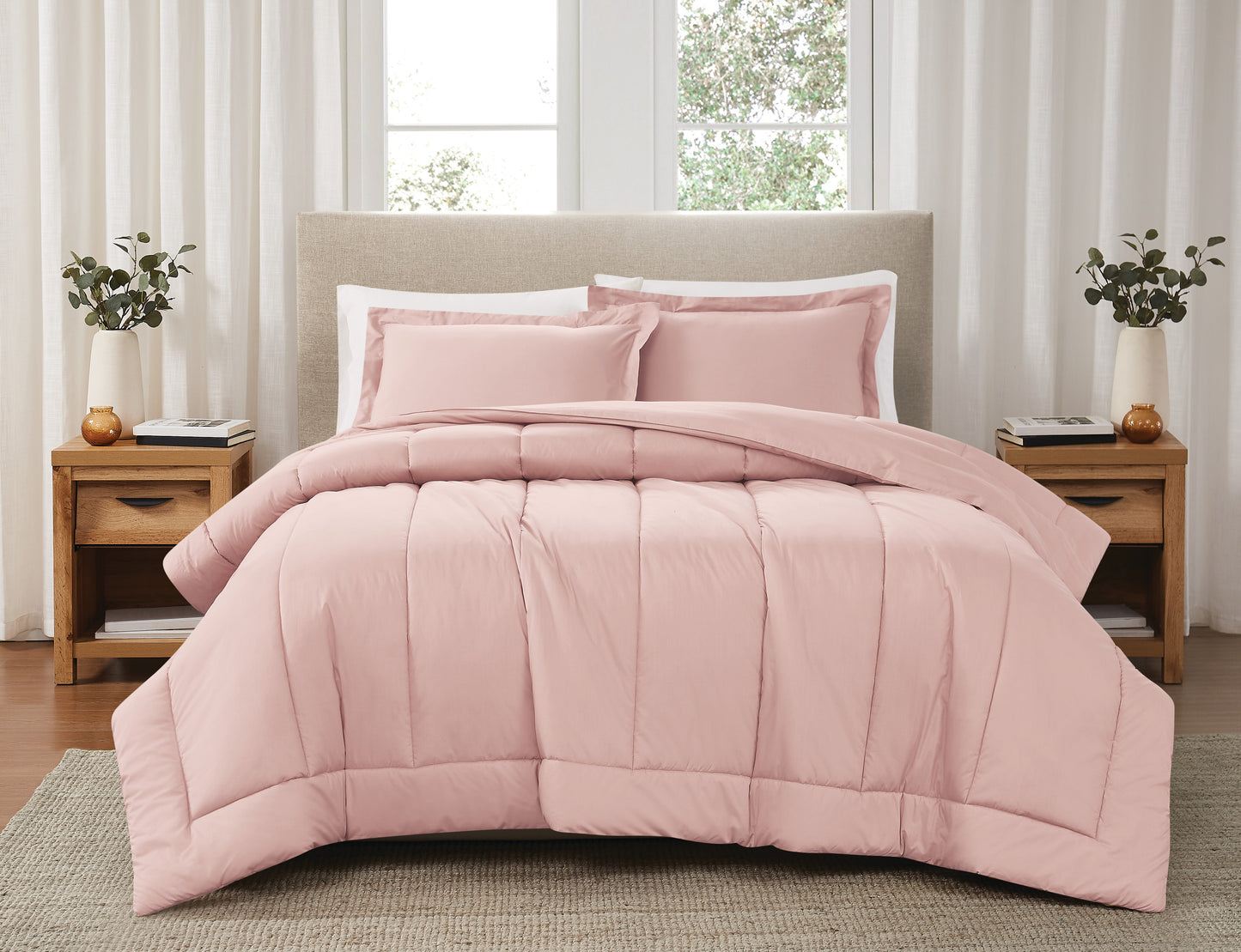 Brooklyn Loom 200 Thread Count Solid 100% Cotton Percale Comforter Set