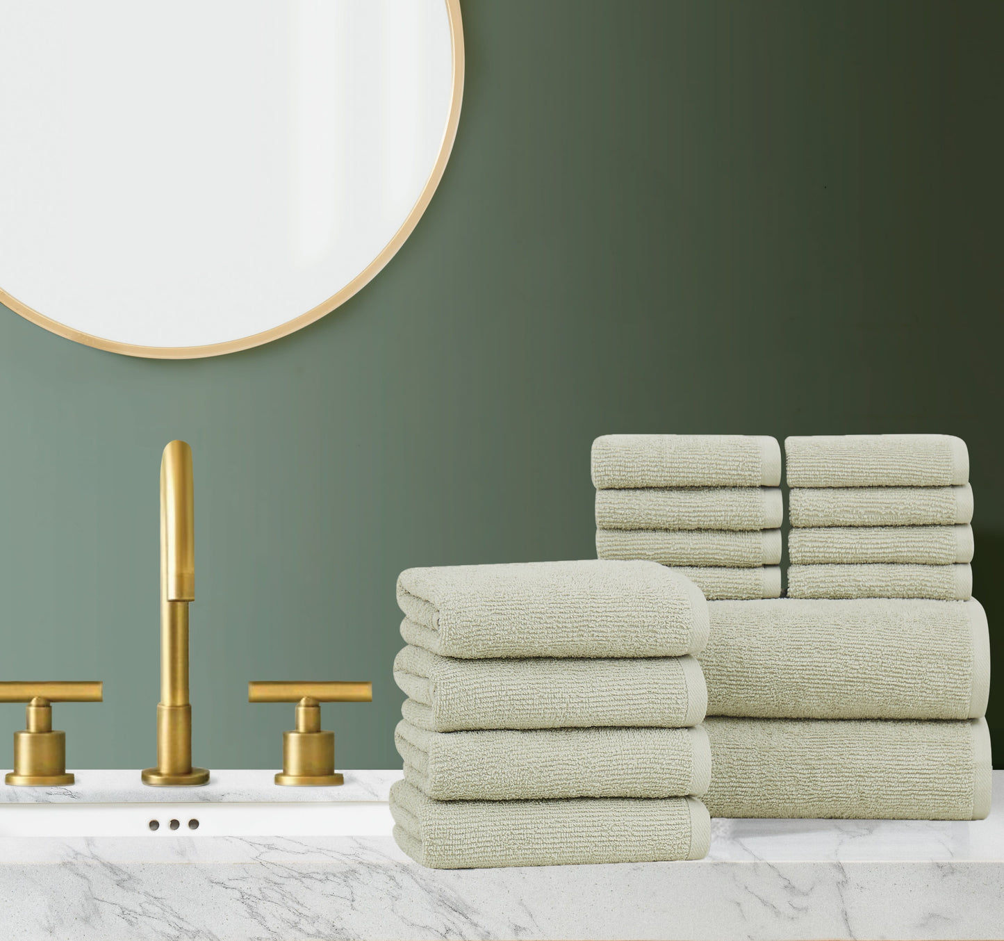 Brooklyn Loom Cotton Ribbed 14 Piece Towel Set