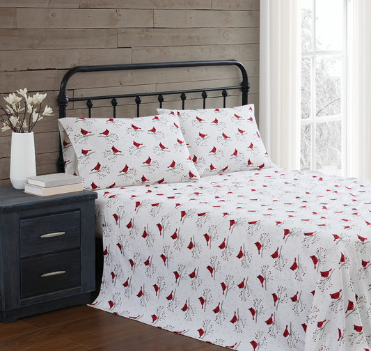 Truly Soft Cardinals Flannel Sheet Set