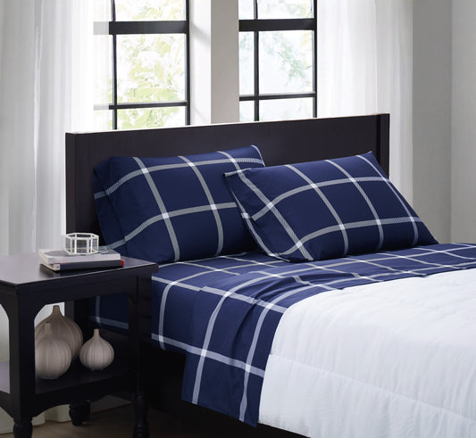 Truly Soft Printed Windowpane Sheet Set