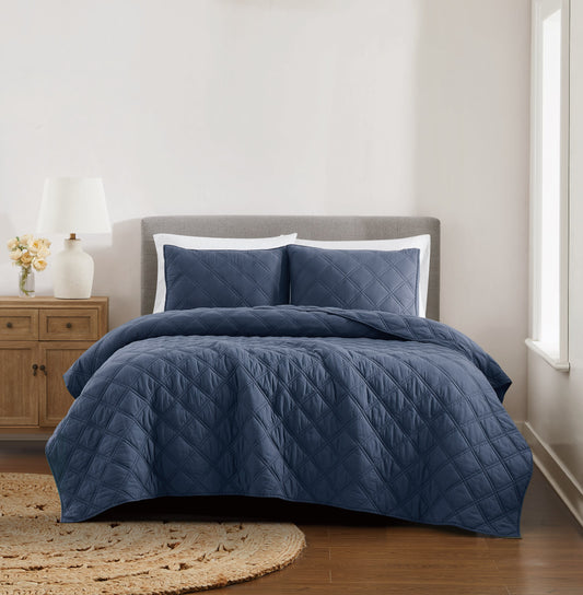 Brooklyn Loom Diamond Washed Cotton Quilt Set