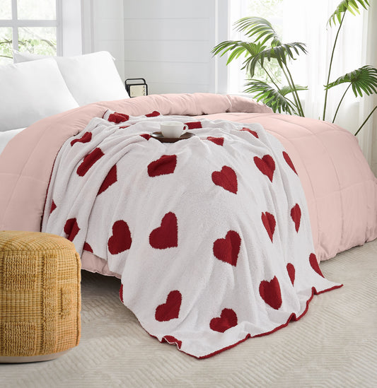 Truly Soft Cozy Hearts Reversible 50x70 Throw