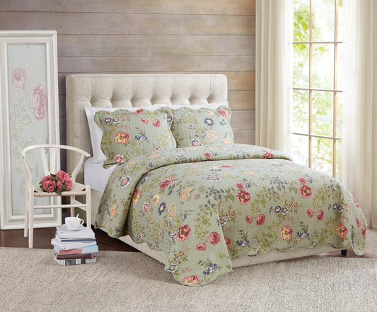 Edens Garden Full / Queen Quilt with 2 Shams