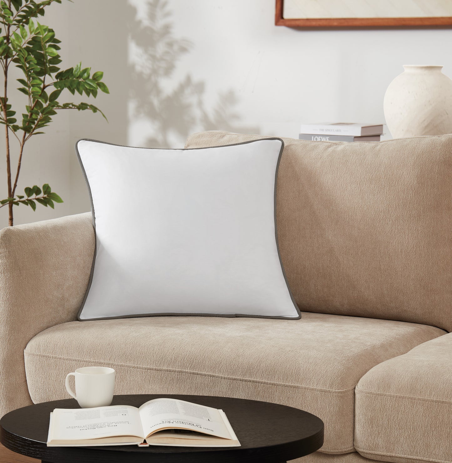 Brooklyn Loom Solid Contrast Piped Decorative Pillow