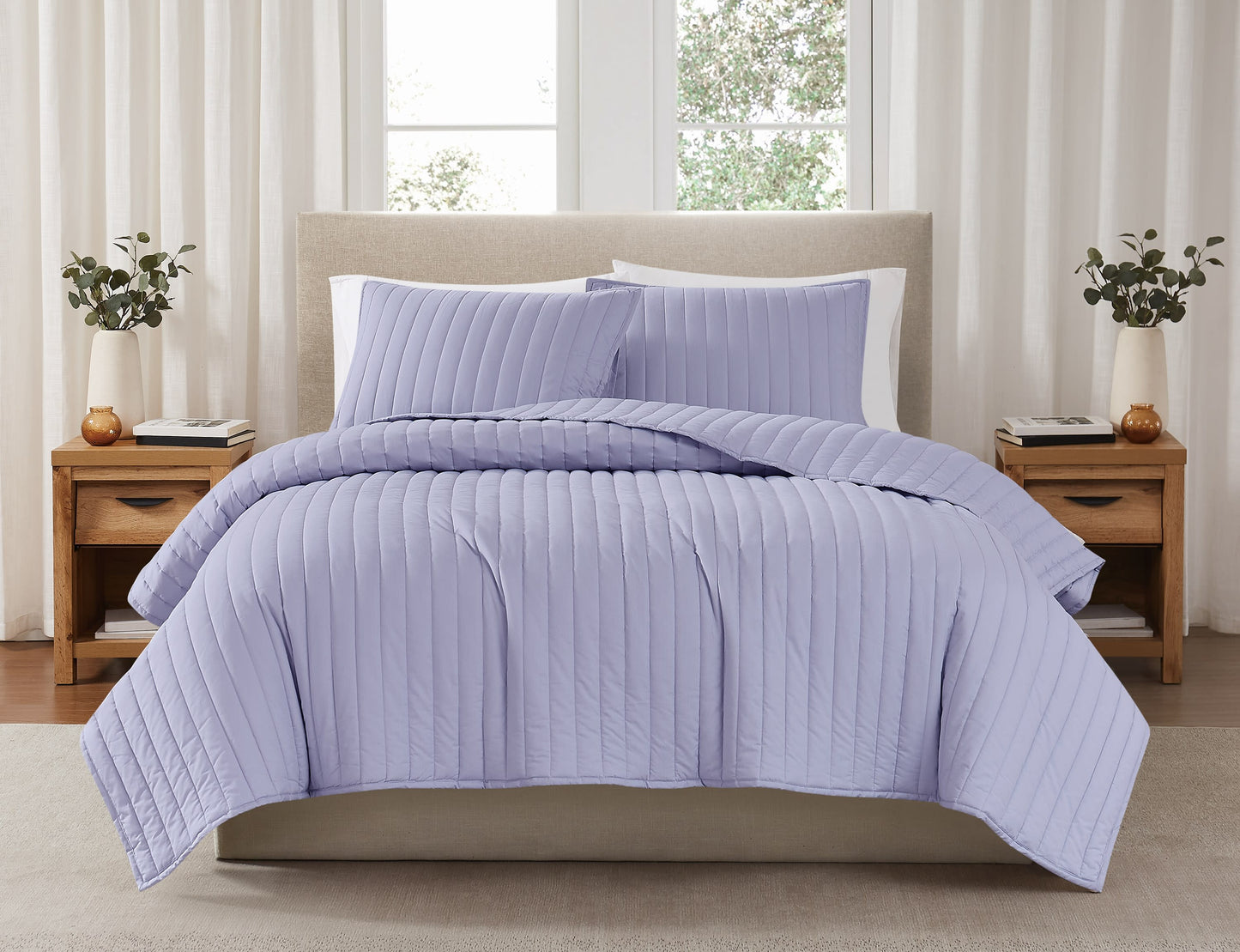 Brooklyn Loom 200 Thread Count Solid 100% Cotton Percale Quilt Set