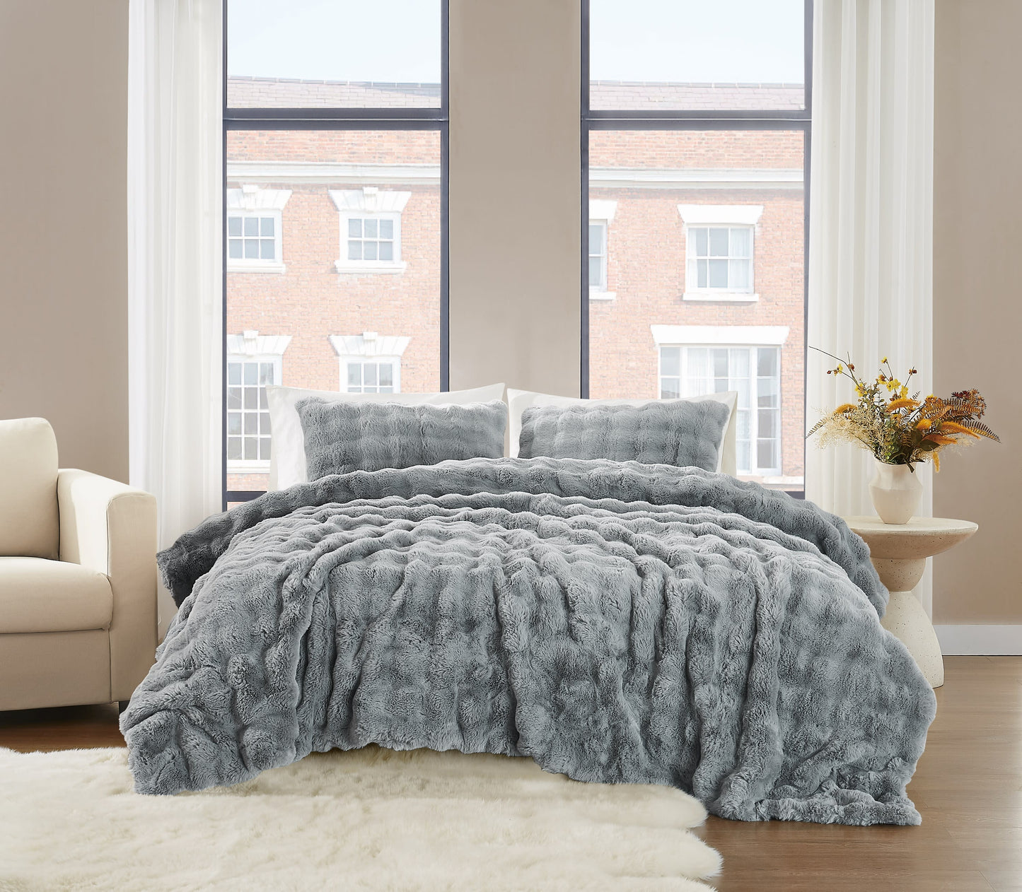 Brooklyn Loom Bubble Faux Fur Comforter Set