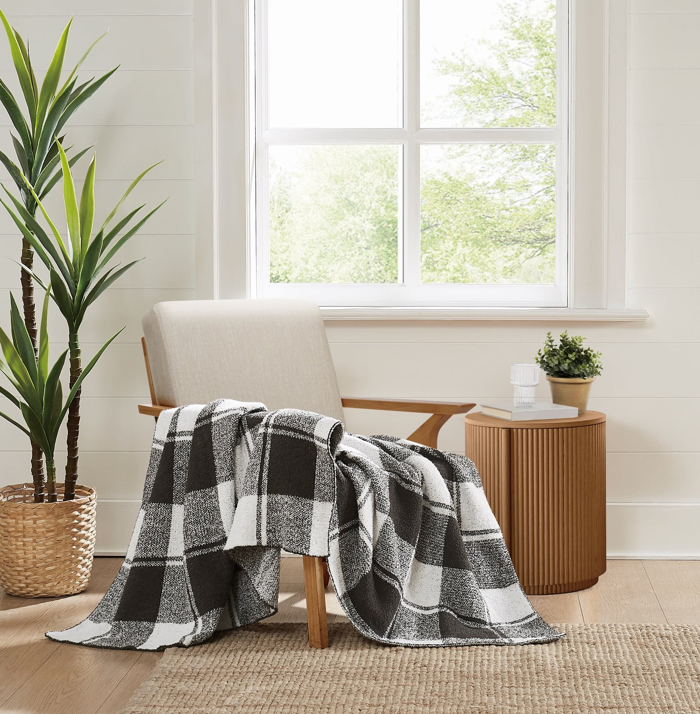 Brooklyn Loom Dusted Plaid Throw Blanket