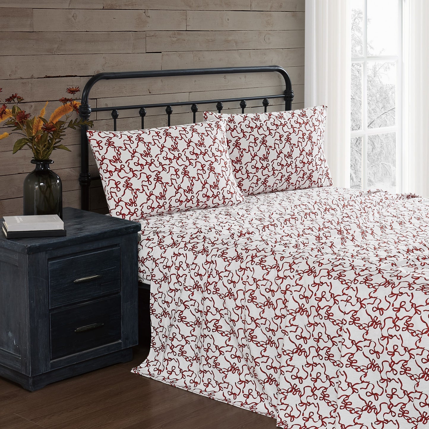 Truly Soft Ribbon and Bows Flannel Sheet Set